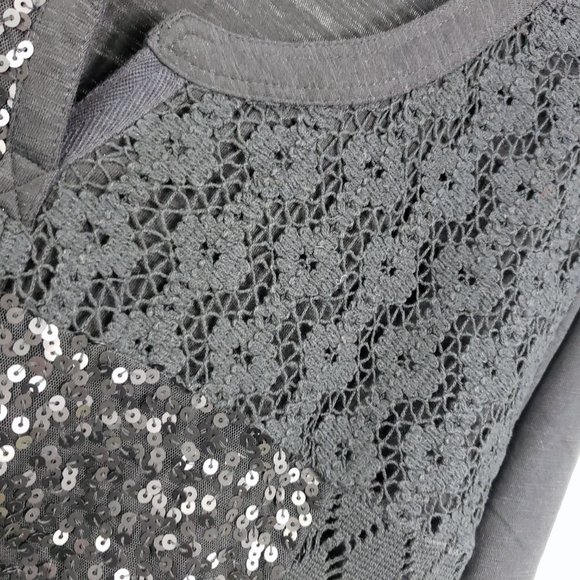 Style & Co Women's 2X Black Henley Style Sequined Lace Crochet Shirt Top Blouse - Picture 6 of 12
